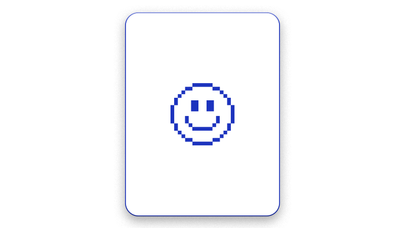 white card with smiley face